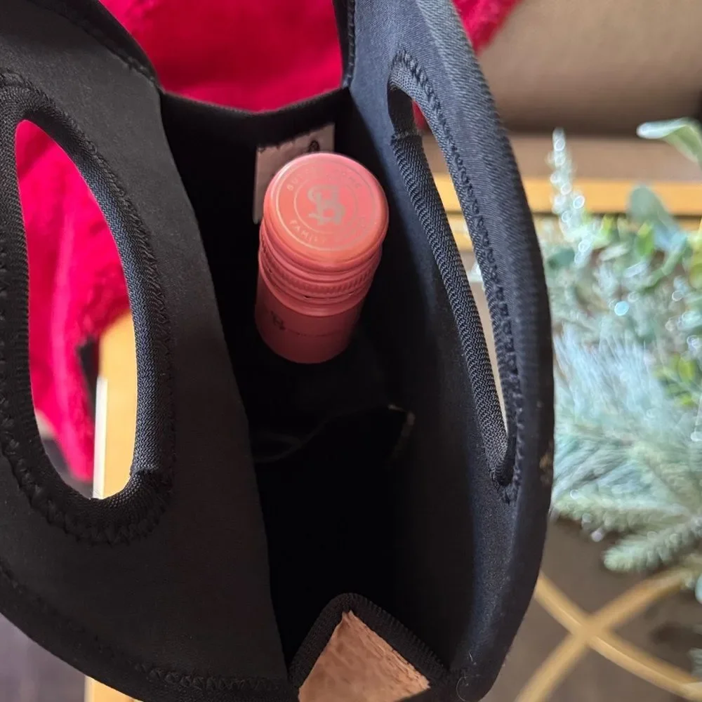 Cork Wine Tote with Black Trim